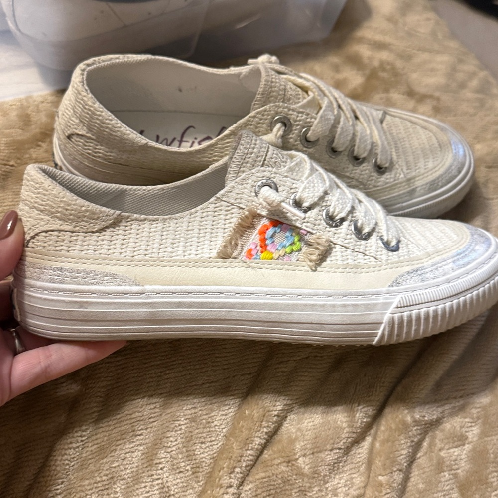 Blowfish Cream Canvas Sneakers with Colorful Accents